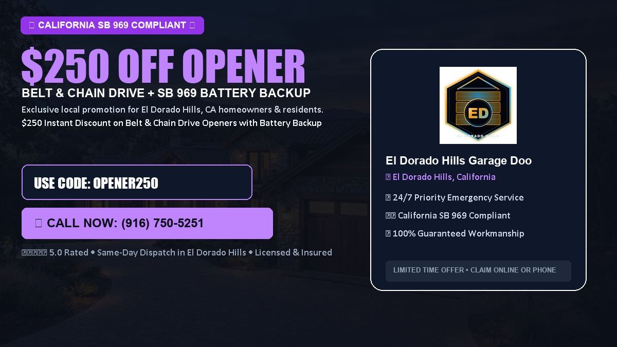 El Dorado Hills Garage Door Service $250 OFF Premium LiftMaster Opener Installation